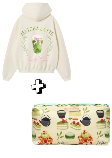 Matcha Club Hoodie & Matcha Je te'aime Pouch Value Set