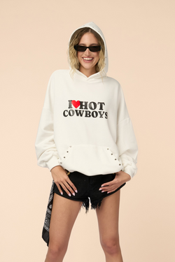 “<3 Hot Cowboys” Studded Hoodie